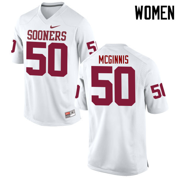 Women Oklahoma Sooners #50 Arthur McGinnis College Football Jerseys Game-White